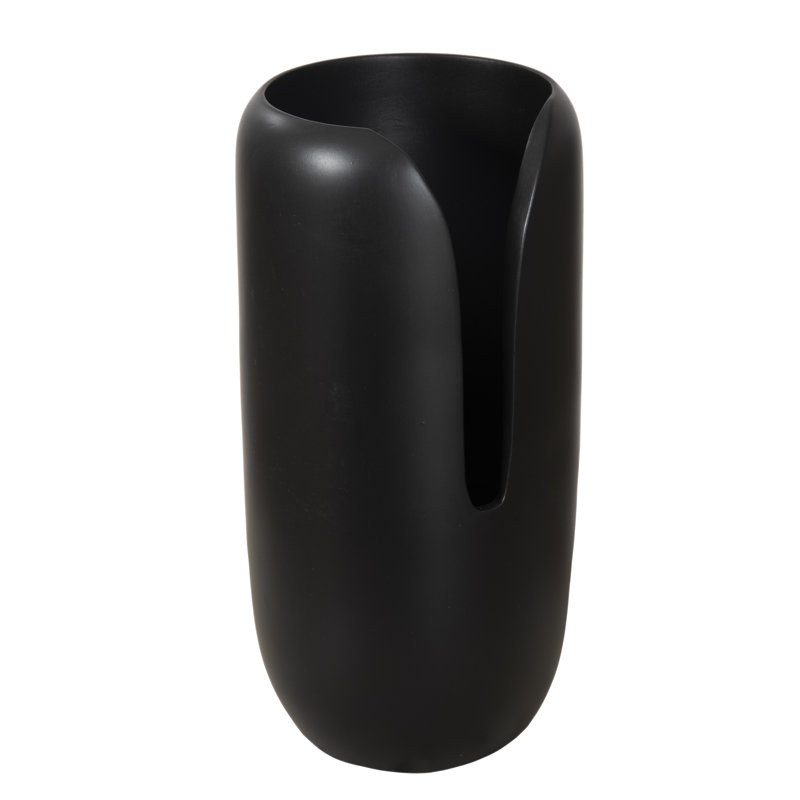 Interval Wood Vase, 12" H x 6" W x 6" D, Black
