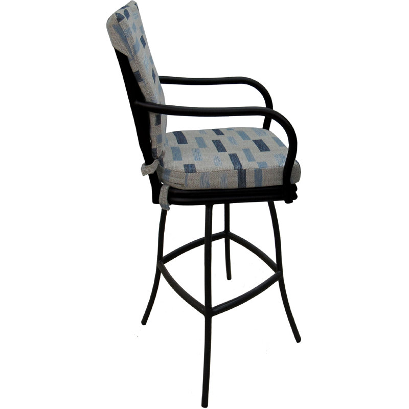 Tabouret de bar d'extérieur avec coussin 30,00 po Sedanur, Noir, 30"