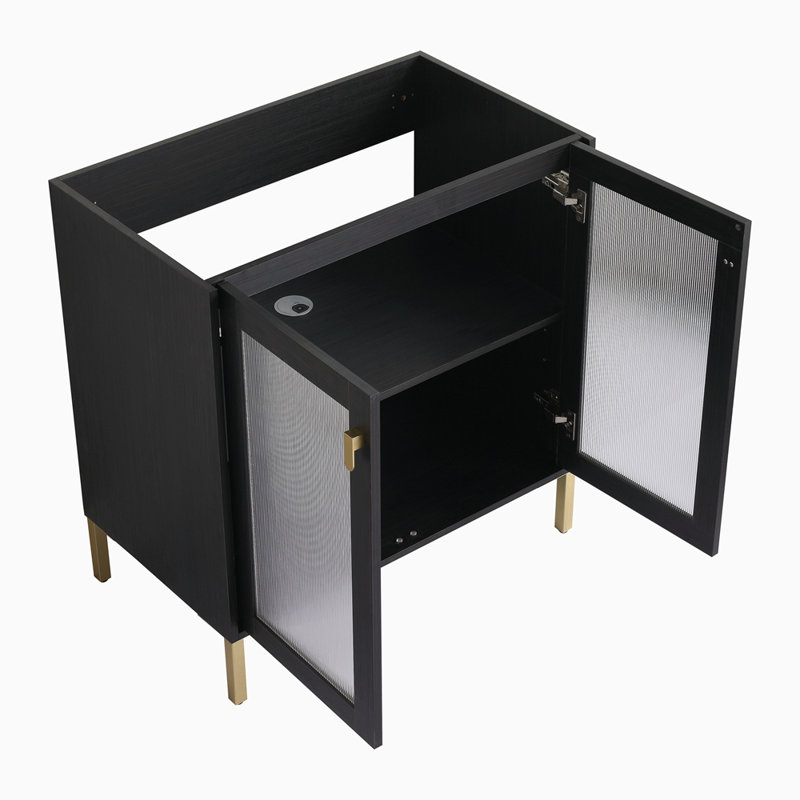 32Inch Freestanding Bathroom Vanity Plywood With Ceramic Sink, Soft Closing Door (KD-Package)