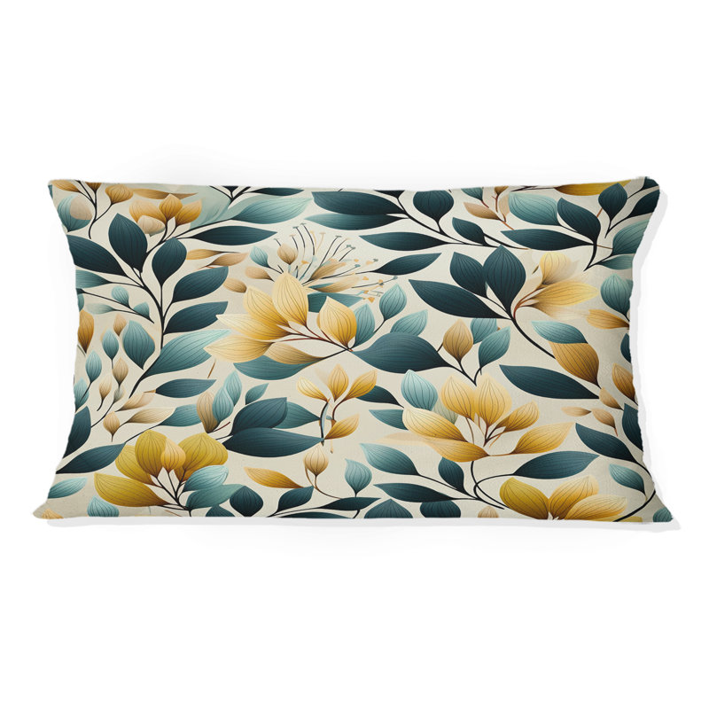 Jaune et bleu sarcelle harmonie botanique naturelle - polyester floral