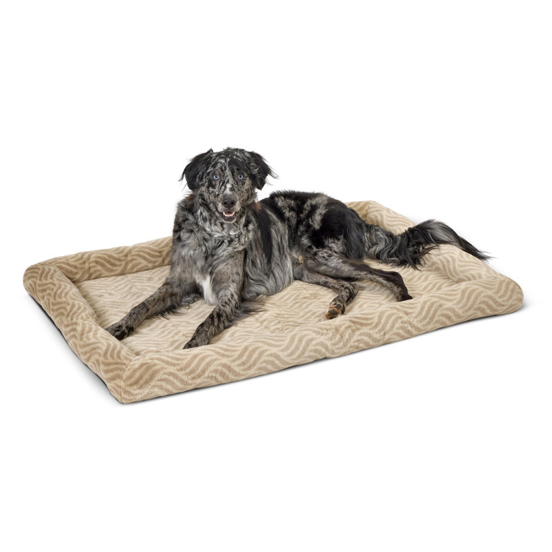 Extra Large Tan Polyester Bolster Pet Bed for Giant Breeds