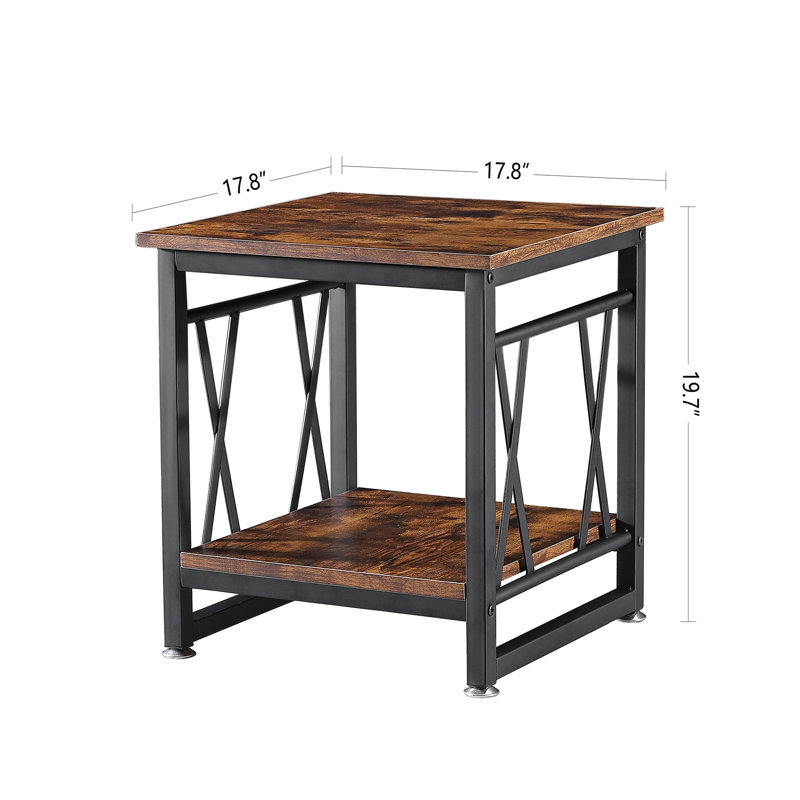 Industrial 2-Tier Side Table With Storage Shelf