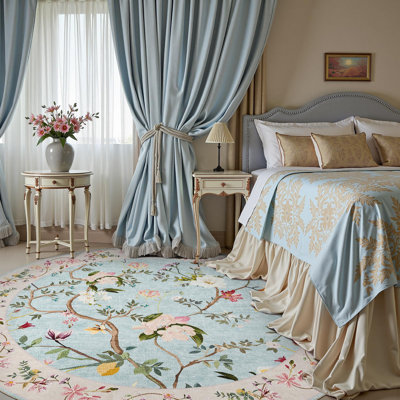 Chinoiserie Vintage Floral Rug Washable Non-slip