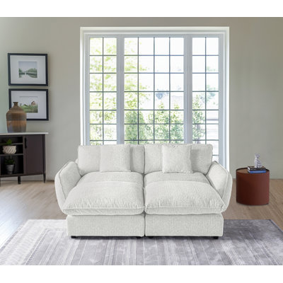 Upholstered Modular Sleeper Sofa With Two Ottomans