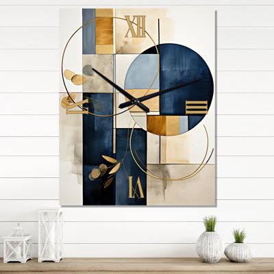 Simplicity Minimal Geometry Navy Blue I - Modern Geometric Wall Clock