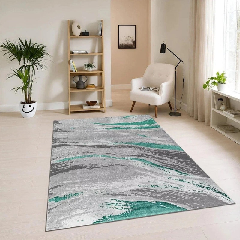 Abstract Flatweave Kilim, Emerald, Rectangle 160 x 230 cm