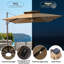 Parasol en porte-à-faux de patio carré 11 pi 11 pi avec lumières à DEL solaires, base lestée non incluse-241739741