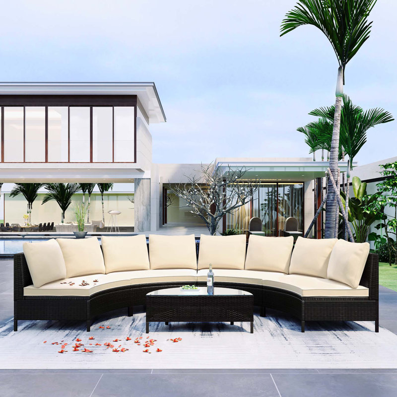 Khuyen 126'' Wicker Outdoor Patio Sectional Set