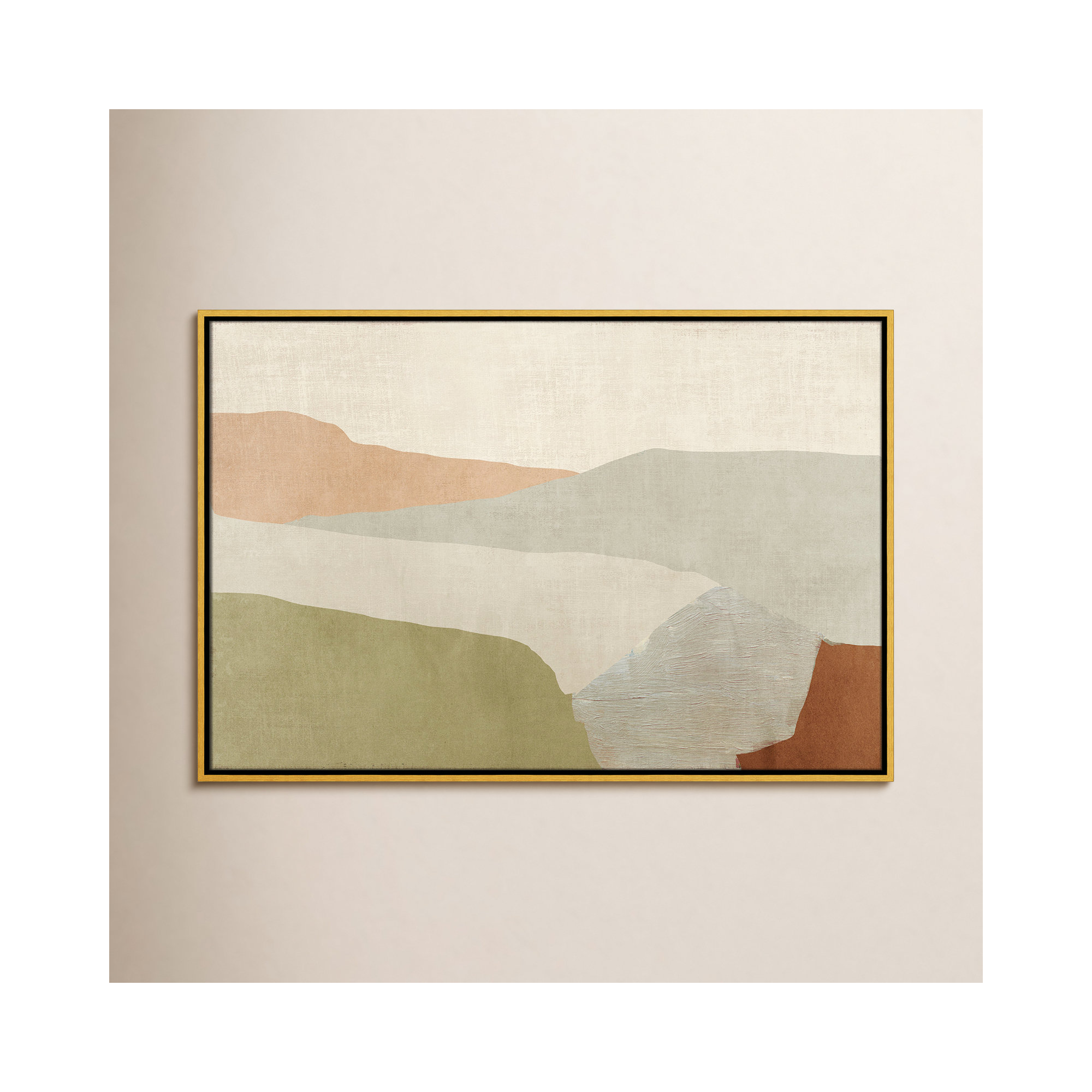 Pastel Views - Floater Frame Painting on Canvas, Gold, 25.5" H x 37.5" W