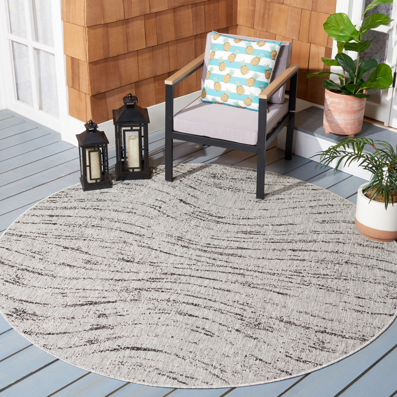 Moresby Performance Abstract Indoor/Outdoor Area Rug, Round 6'7"