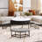Modern Round Lift-Top Coffee Table with Storage & 3 Ottoman-513693926