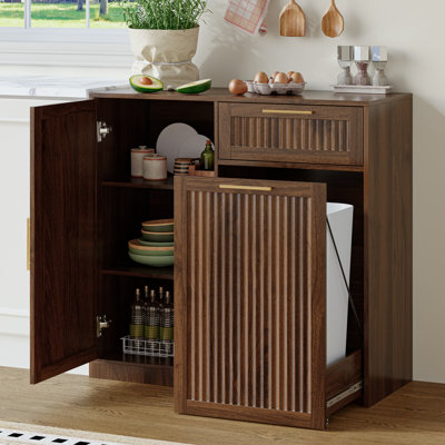 Armoire à déchets coulissante 13 gallons avec tablette et tiroir réglables