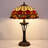 Tiffany Table Lamp Red Amber Stained Glass Desk Lamp 16X16X24 Inches Tulip Flower Style Reading Light