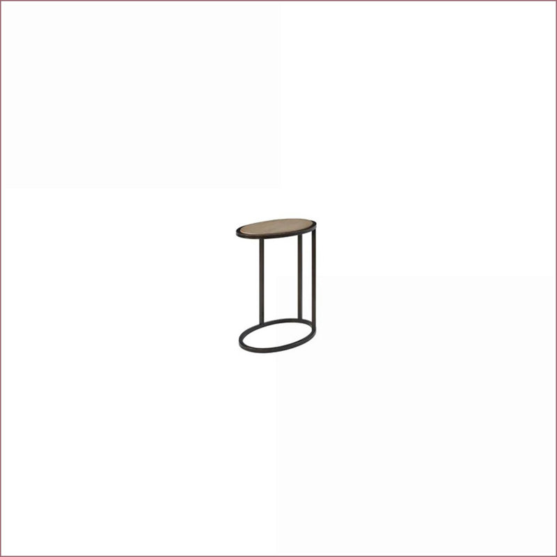 Table basse en bois de caramel avec base en métal robuste, conception compacte peu encombrante pour le salon