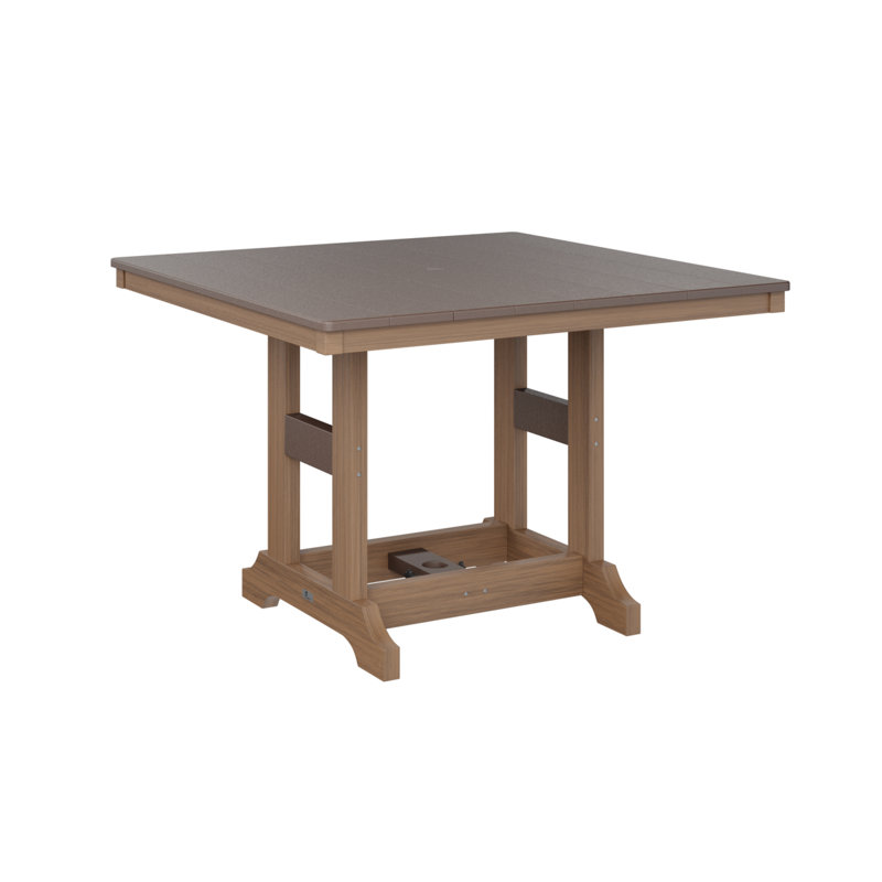 Garden Classic Outdoor Square Bar Table, Chocolate Brown, Antique Mahogany