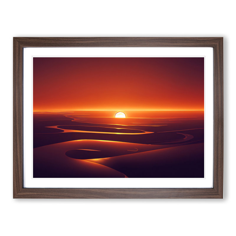 Beaming Sunset - Framed Print, 25cm H x 34cm W x 2cm D, Walnut