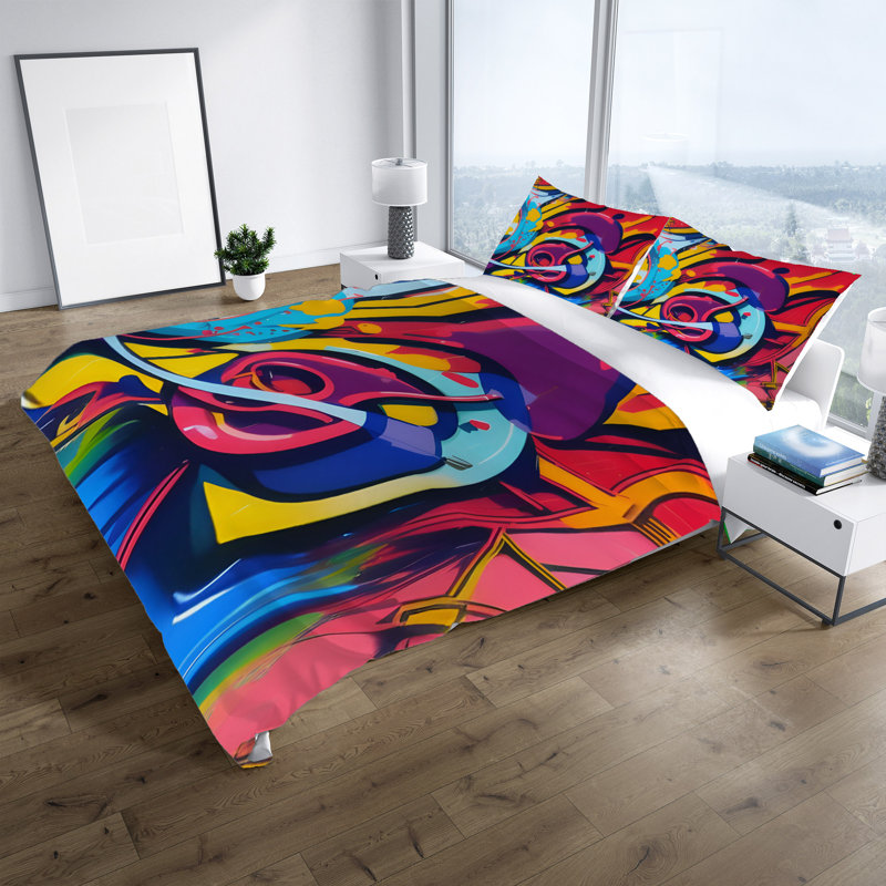 Polyester Abstract Duvet Cover, King Duvet Cover + 2 King Shams