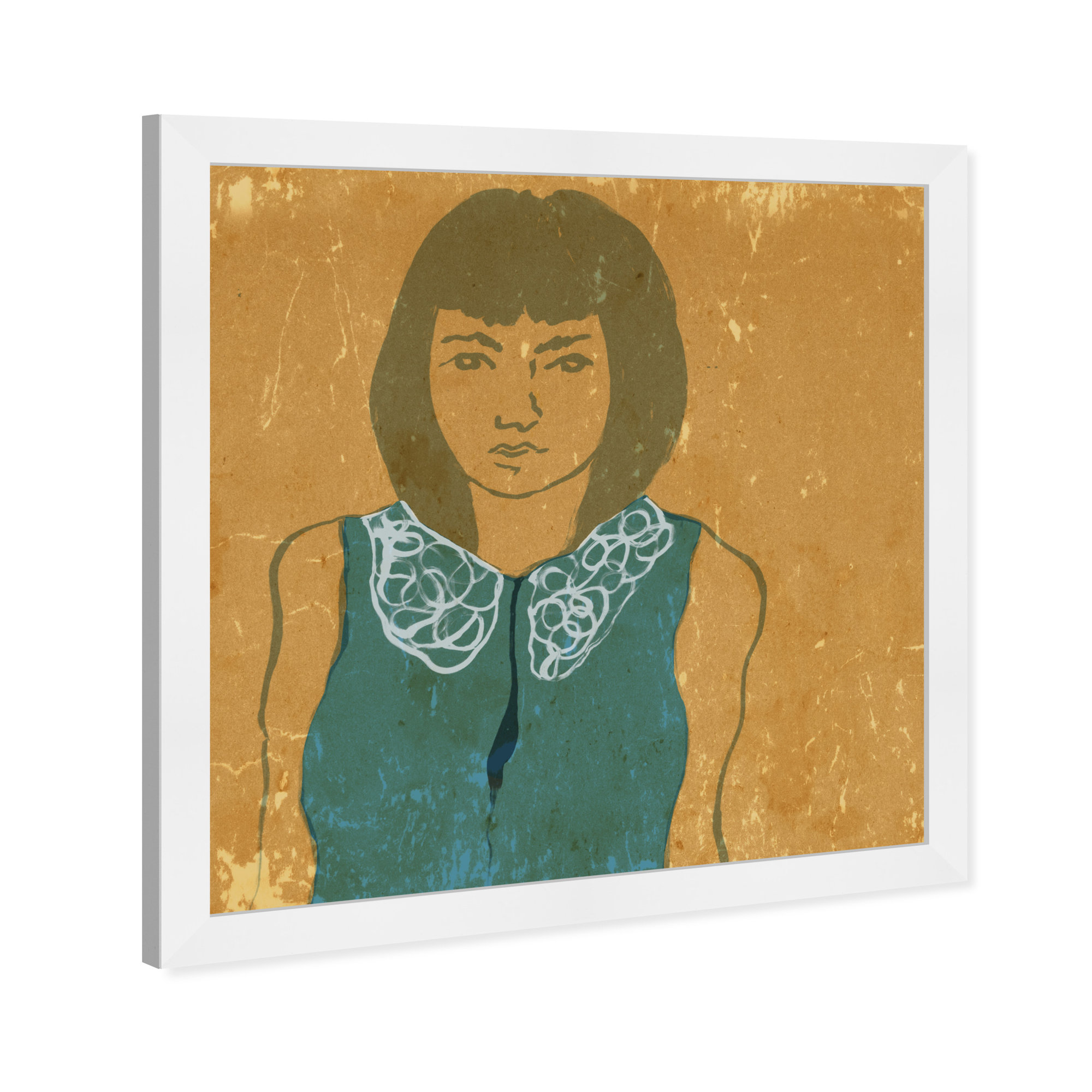 Lady In Teal by Oliver Gal, White, 26" H x 26" W x 0.5" D