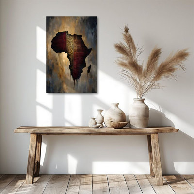 1pc Canvas Wall Art, African continent, traditional totem patterns, retro abstract art Poster 24"x36" Framed Painting Room Wall Decor, Ideal Gift For Bedroom Living Room Hallway Dorm, Ready To Hang