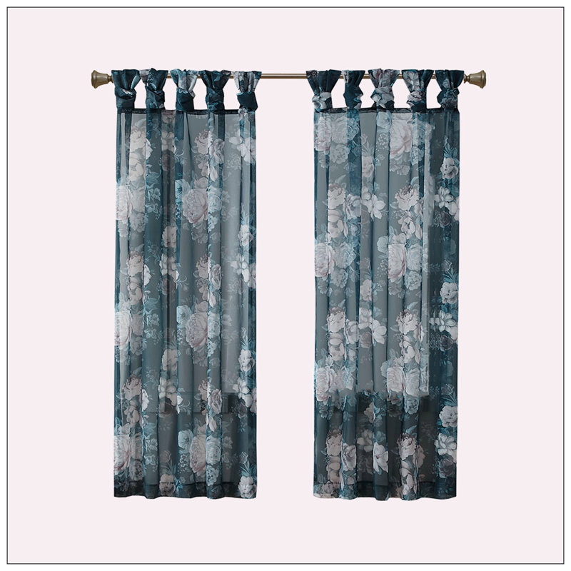 Rideau en voile imprimé à imprimé floral Twist Tab (1 pièce)