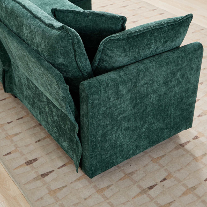 Canapé-lit modulaire avec canapé-lit surdimensionné Schmucker, Chenille verte, H 33 po x l 78 po x P 35 po