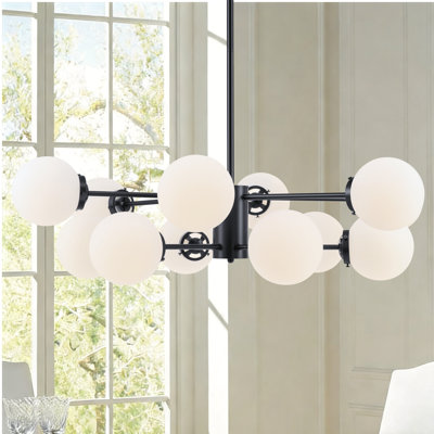 Lustre spoutnik moderne 12 lumières à intensité variable en noir