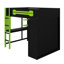 Lit mezzanine moderne avec poste de travail intégré, placard de rangement ouvert et éclairage ambiant personnalisable-2104863707