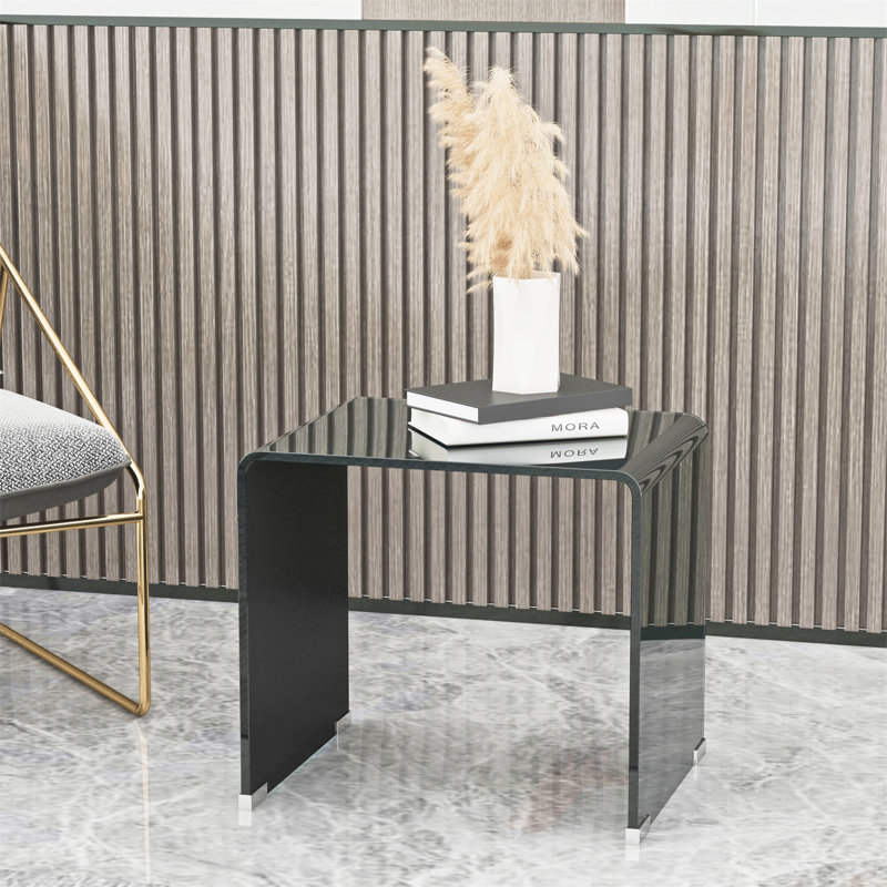 Table basse en verre Linsjour pour le salon, Noir