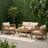 4-Piece Acacia Wood Patio Set with Thick Cushions-1112709287