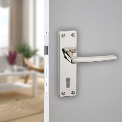 Royale Metal Lever Latch Door Handles Set Round Rose Internal, External