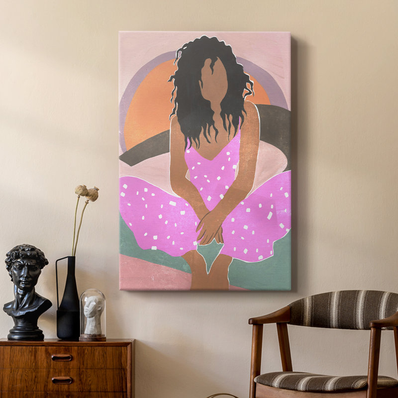 Curly Lady IV - galerie tendue sur mesure Cavas, H 36 po x l 24 po