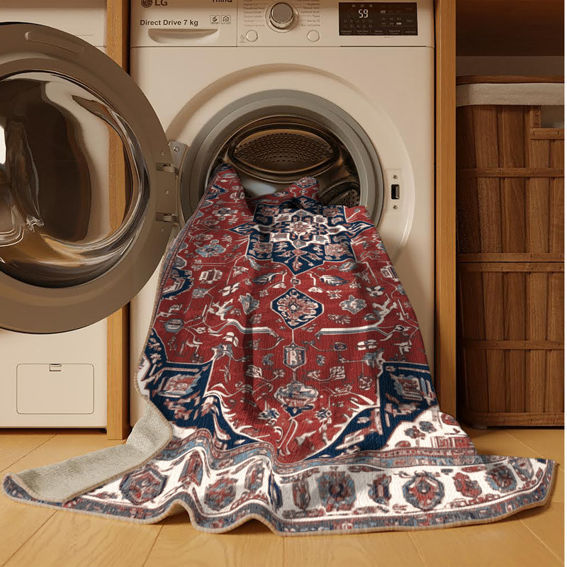 Tapis brun lavable à la machine, Rond 8 pi