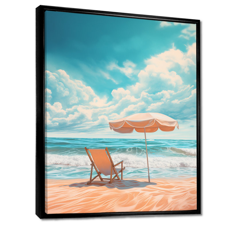 Rhoden - plage, art mural, Cadre flottant noir, H 20 po x l 12 po