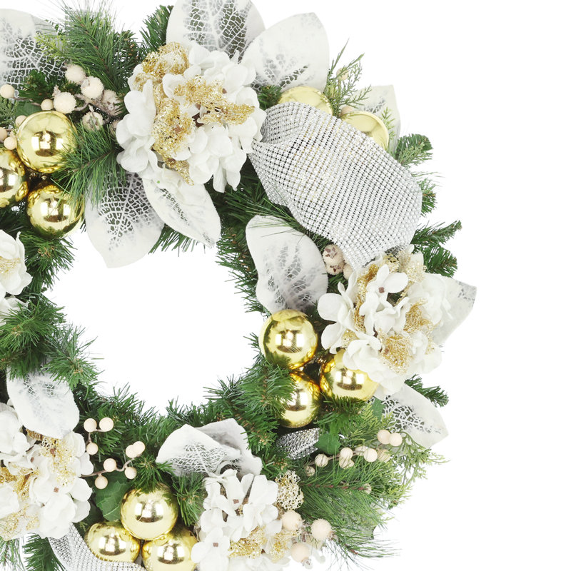 28" Snowy Leaves Holiday Wreath