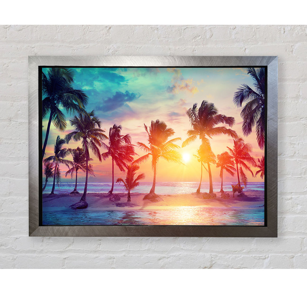 Gerahmtes Leinwandbild Hawaii Sunset Sea