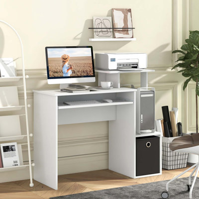 Home Office Computer Desk Space-saving Study Writing Desk With Keyboard Tray by Ebern Designs
