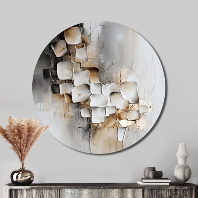 Geometric Mindful Color Balance - Abstract Geometric Large Round Wall Art, Modern Geometry Metal Wall Art
