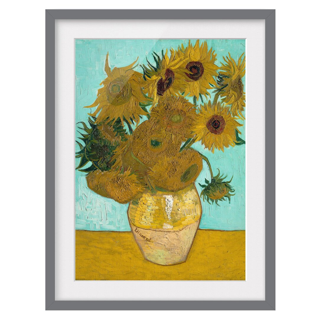 Gerahmter Kunstdruck Vase mit Sonnenblumen von Vincent van Gogh