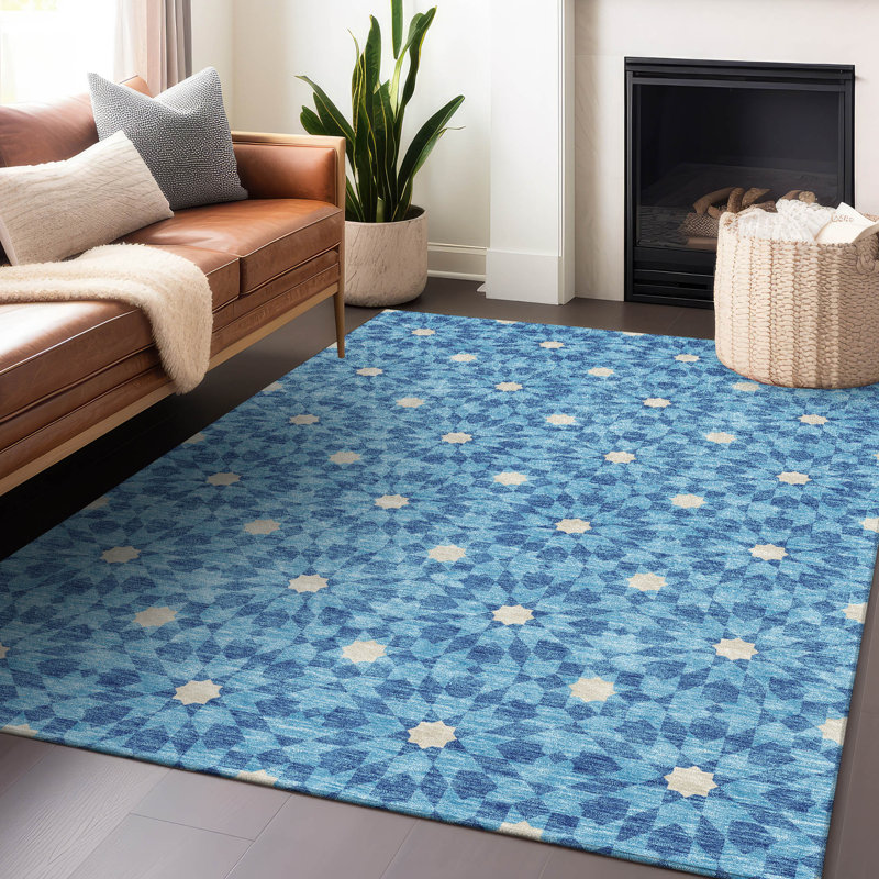 Premium Machine Washable Tweedy Denim Rug, Rectangle 3' x 5'