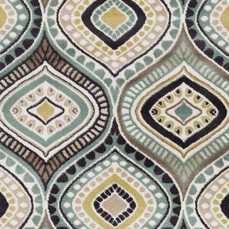Martello Geometric Modern Contemporary Seafoam/Brown Indoor Area Rug for Living Room, Bedroom, Dining Room