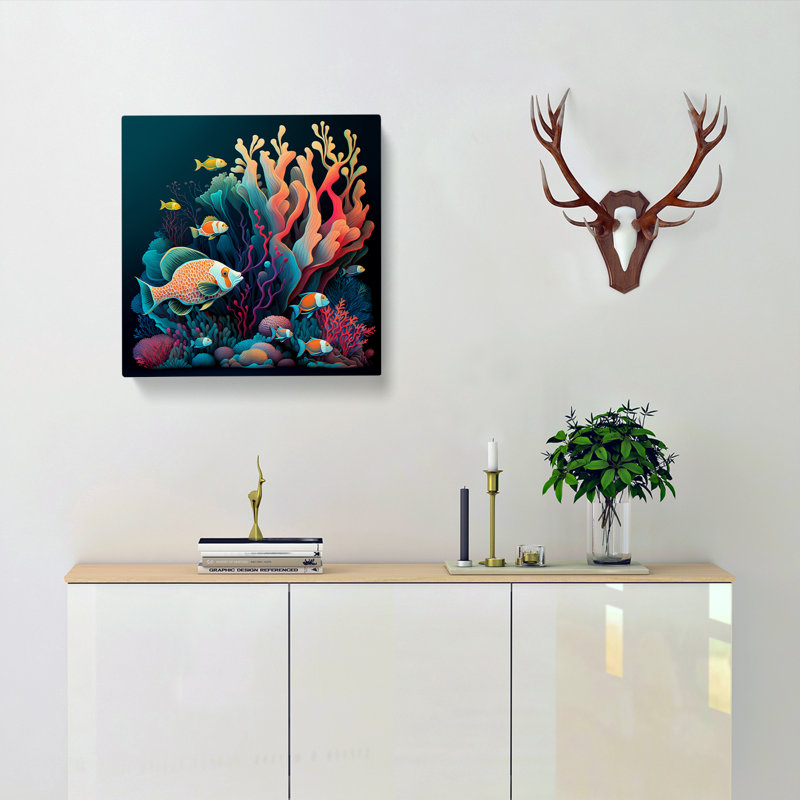 Coral Reef Neo-Traditional - Wrapped Canvas, 35cm H x 35cm W x 3cm D