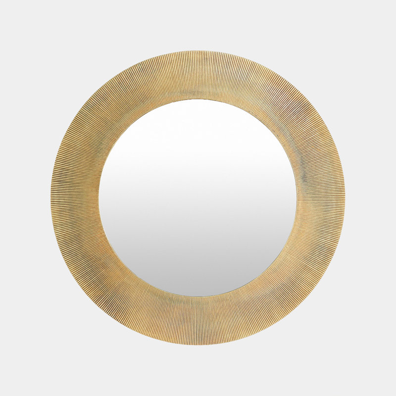 Radiating Round Aluminium Mirror, Brass, 30" x 30"