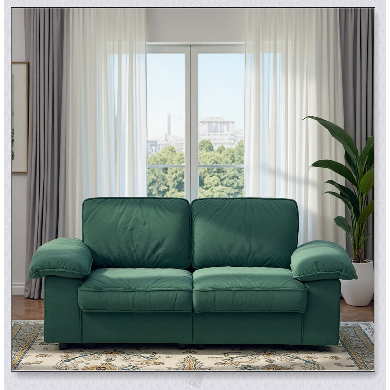 Canapé compact en similicuir de 78,74 pouces avec rangement caché, pour petits appartements et studios, Vert