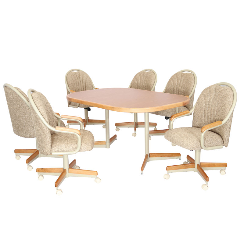 Ensemble de salle à manger à roulettes extensible 7 pièces, H 30 po x l 42 po x L 42/60 po, Moka