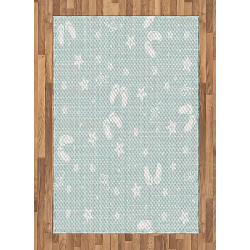 Aqua High Density Long Fiber Poly Threads Decorative Area Rug Carpet, Rectangle 4' x 5'8"