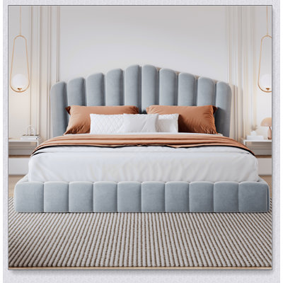 Tête de lit en velours revêtu de velours pour lit double, sans sommier tapissier