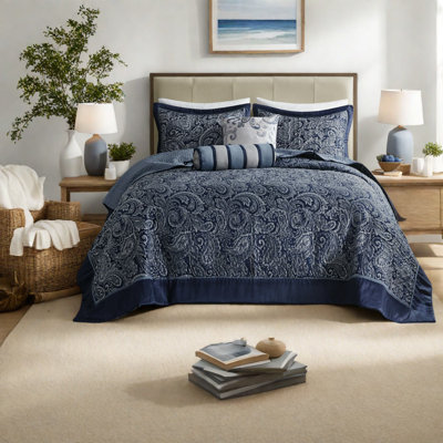 Ensembles de literie en coton de qualité supérieure bleu marine, conception jacquard, idéal pour le confort de la maison