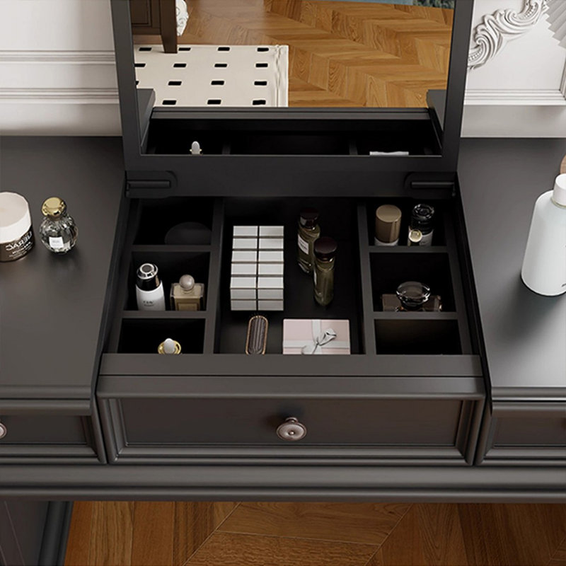 Makeup Vanity with mirror,5 drawers,Power Outlet,1 chair