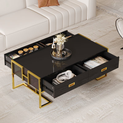 Table basse moderne moderne avec 4 tiroirs et une base de 47,3 po