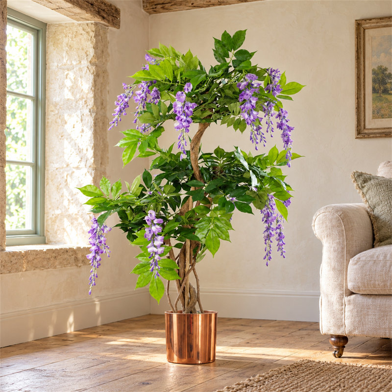110 cm H Faux Ficus and Foliage Tree Plant, Copper